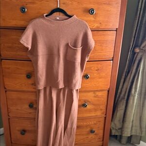 Women's Tan Knit Jumpsuit